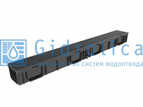 Комплект Gidrolica Light: лоток водоотводный ЛВ -10.11,5.9,6 - пластиковый с решеткой РВ- 10.11.50 пластиковой ячеистой, кл. B125